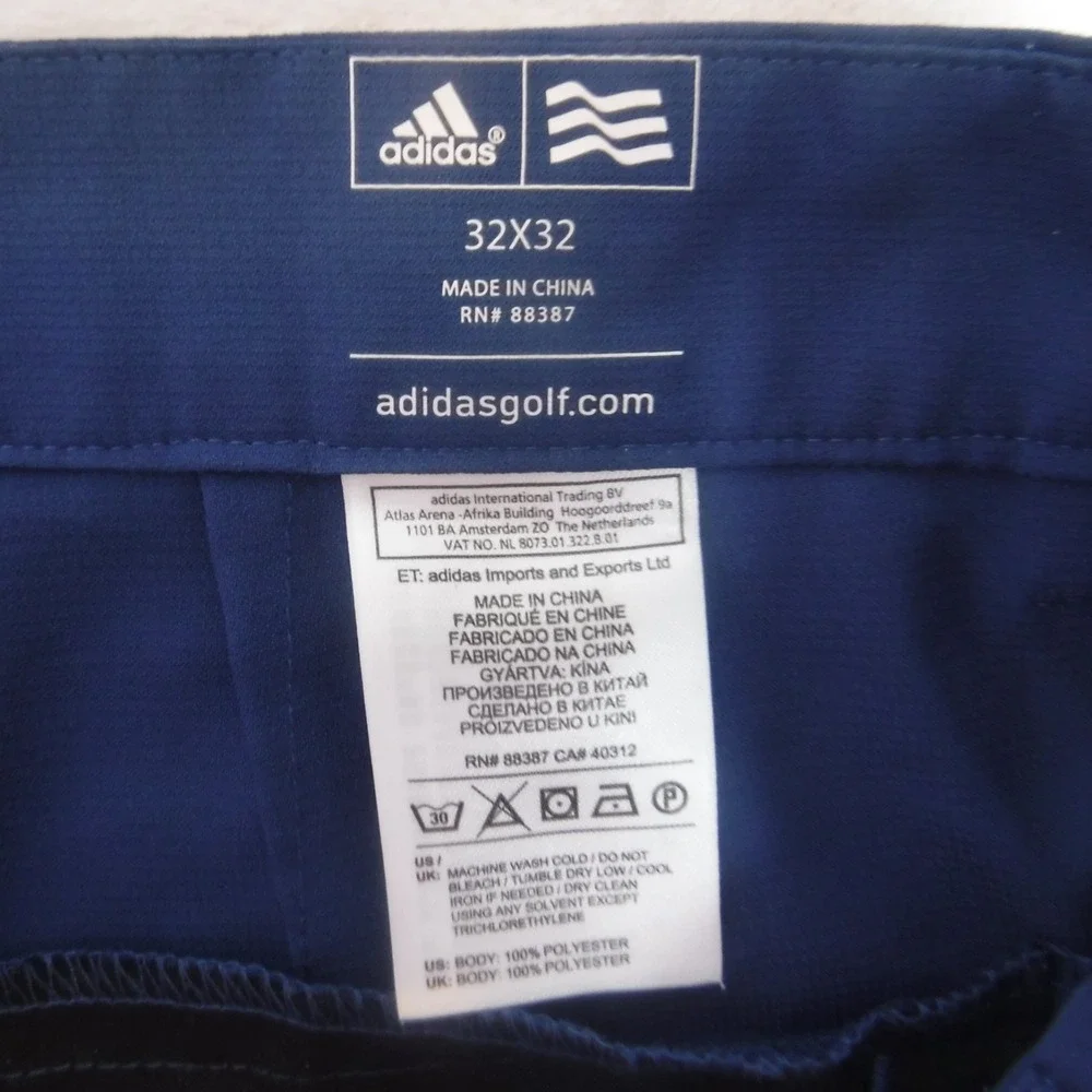 Adidas Pants Mens 32‎ x 32 Blue Chino Straight Fit Adizero Performance Golf